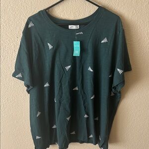Maurices 24/7 Green Leaf Print Tee 3X NWT Plus Size